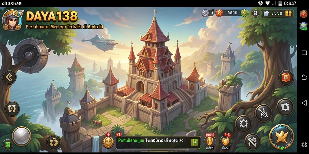 Screenshot gameplay DAYA138 menampilkan menara pertahanan melawan serangan musuh.