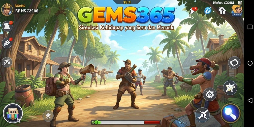 Tampilan screenshot utama GEMS365 menampilkan gameplay yang menarik dan interaktif.