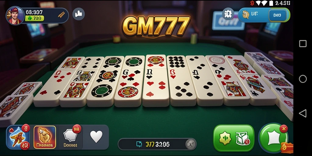 Tampilan gameplay seru dalam GM777 yang menampilkan domino.