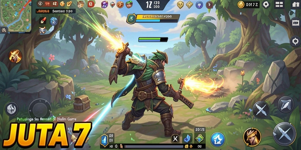 Tampilan gameplay seru dalam petualangan JUTA7.