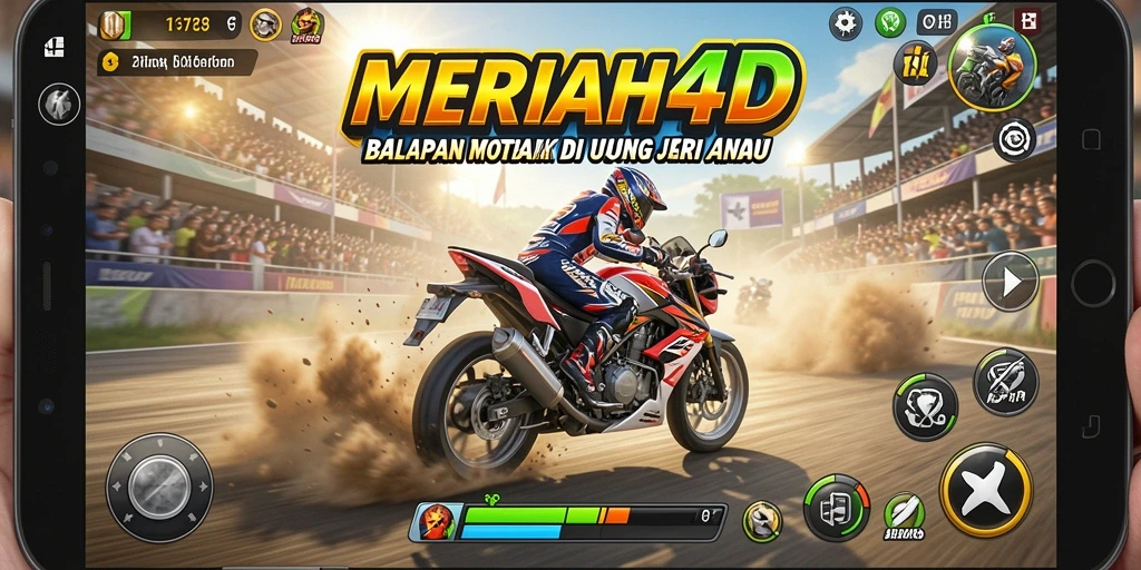 Tampilan gameplay mendebarkan dalam balapan motor MERIAH4D.