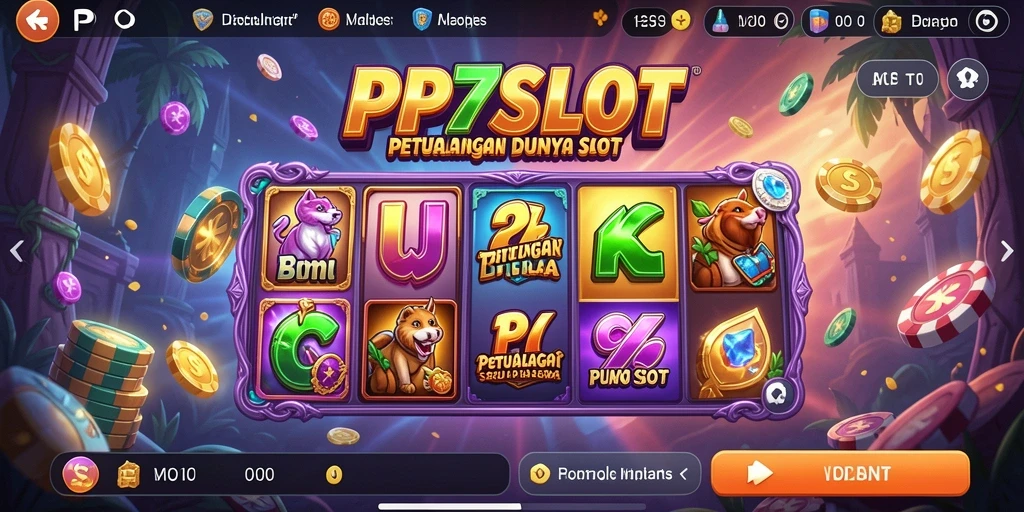 Tampilan gameplay PP7SLOT dengan latar belakang petualangan yang seru.