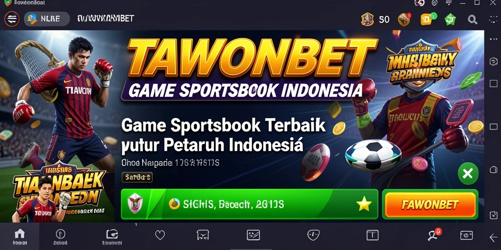 Screenshot menunjukkan antarmuka pengguna TAWONBET dengan taruhan langsung.